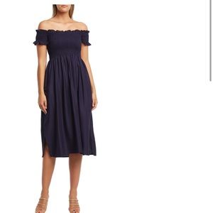 Bardot Cindy Off The Shoulder Dress Navy, size small purchased from Nordstrom